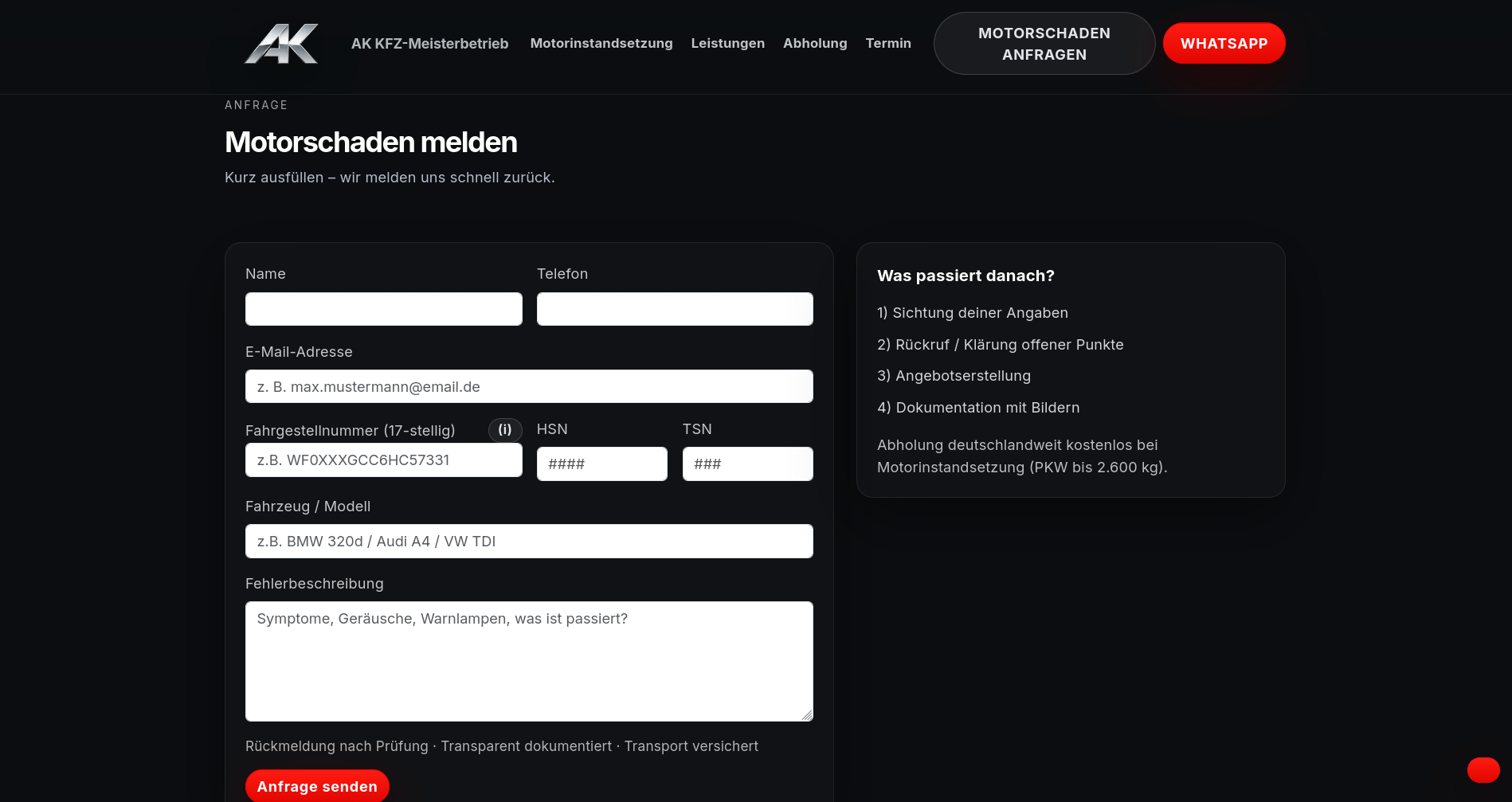 AK KFZ-Meisterbetrieb Detailansicht